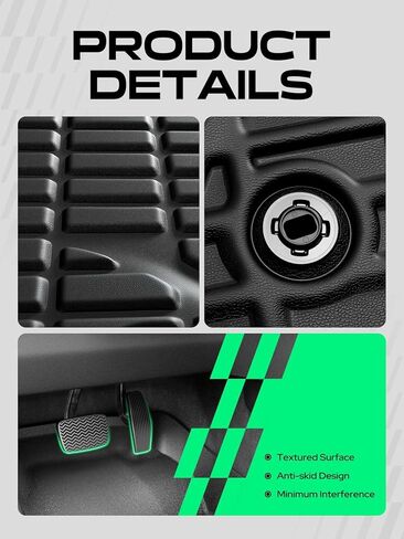 YHTAUTO Floor Mats Compatible with Toyota Land Cruiser 2013-2021 & Lexus LX570 2013-2020, TPE Floor Liners All-Weather Protection Custom Fit, 1st & 2nd Row, Set of 3 in Kuwait