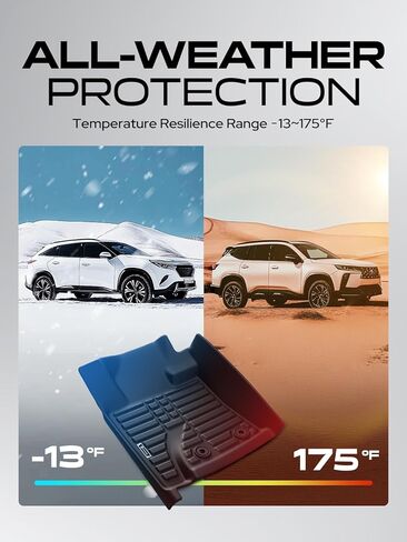 YHTAUTO Floor Mats Compatible with Toyota Land Cruiser 2013-2021 & Lexus LX570 2013-2020, TPE Floor Liners All-Weather Protection Custom Fit, 1st & 2nd Row, Set of 3 in Kuwait