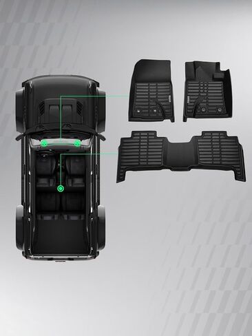 YHTAUTO Floor Mats Compatible with Toyota Land Cruiser 2013-2021 & Lexus LX570 2013-2020, TPE Floor Liners All-Weather Protection Custom Fit, 1st & 2nd Row, Set of 3 in Kuwait