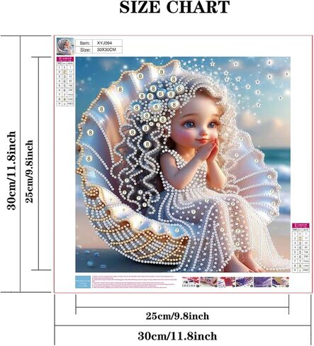 wavaiov 5D Diamond Painting Kits for Adults, Beach Shell Diamond Art Kits for Beginners, DIY Angel Special Shape Drill Diamond Gem Art Painting Kits for Home Decor 12X12 Inch in Saudi Arabia