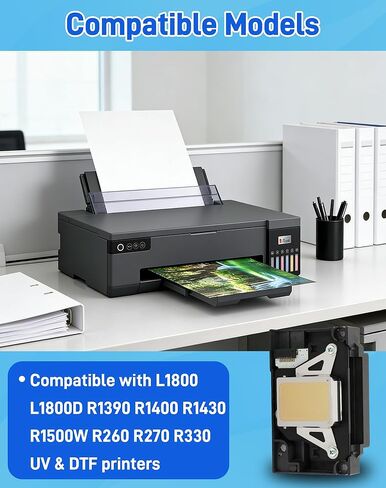 Ademon ترقية L1800 DTF استبدال رأس الطباعة L1800 DTF، L1800 L1800D R1390 R1400 R1430 R1500W R260 R270 R330 DTF، تدفق حبر سلس وفوهة مضادة للانسداد in Kuwait