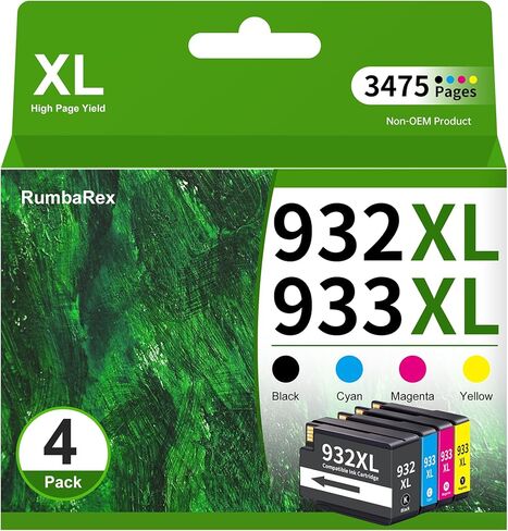 932XL 933XL Ink Cartridges Combo Pack High-Yield Replacement for HP 932 933 XL Ink Cartridges for OfficeJet 6600 6700 7510 7610 7612 6100 7620 7110 Printer Ink 4-Pack (Black Cyan Magenta Yellow) in Kuwait