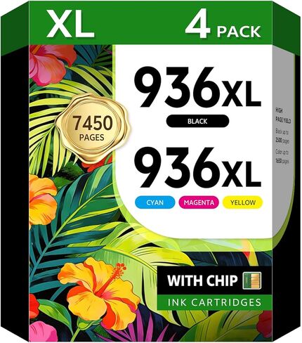 936XL Ink Cartridges Combo Pack with Chip Replacement for HP 936 936XL Ink Cartridges for OfficeJet Pro 9110b 9117b 9120b 9130b 9120 9122 9123 9125 9130 9720 9730 Printers, 4 Pack in Saudi Arabia