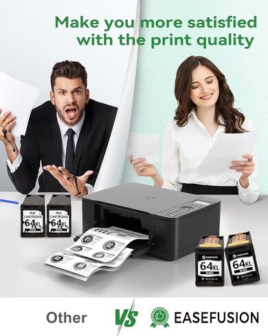 استبدال خرطوشة الحبر الأسود EaseFusion 64XL لخرطوشة الحبر الأسود HP 64XL HP64 HP64XL المتوافقة مع طابعات HP Envy Photo 7800 7855 7858 7100 7155 6200 6255 Tango X Series in Kuwait