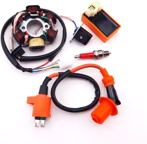 6 Poles Magneto Stator Racing Ignition Coil 6 Pins AC CDI Box A7TC Spark Plug for Chinese GY6 49cc 50cc Engine Moped Scooter in Saudi Arabia