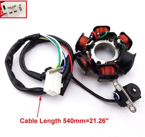 6 Poles Magneto Stator Racing Ignition Coil 6 Pins AC CDI Box A7TC Spark Plug for Chinese GY6 49cc 50cc Engine Moped Scooter in Saudi Arabia