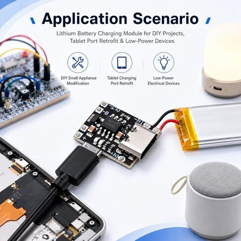 6PCS TP4057 1A 3.7V Lithium Battery Charging Board with Type-C USB-C, CC/CV Charger Module with Protection LED Indicator for 18650 Li-ion LiPo Battery DIY Projects in Kuwait