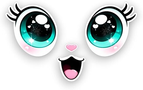 Cute Eyes Sticker 5 inch, Cool Cartoon Eyes Car Decal, Vinyl face Decals for Flower pots, Waterproof Vinyl Decal for Car, Trucks, Laptops in Saudi Arabia