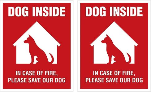 WSQ 2-Pack Dog Inside Vinyl Sticker Decal - 4x5 Inches - Dog Alert Safety Window Sign for Car Truck SUV Van Window Bumper Wall Laptop Tablet Cup Tumbler and Any Smooth Surface in Kuwait