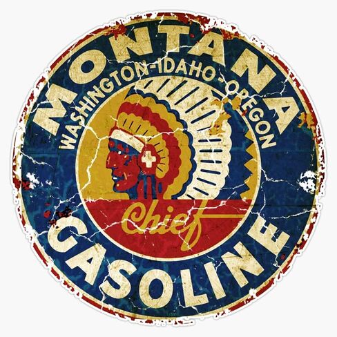 Vintage Montana Gasoline Usa Vinyl Decal Wall Laptop Bumper Sticker 5" in Saudi Arabia
