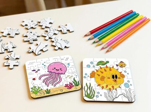 28pcs Under the Sea Party Favors – Ocean Animal Jigsaw Puzzle DIY Coloring Crafts for Summer Beach Activities in Kuwait