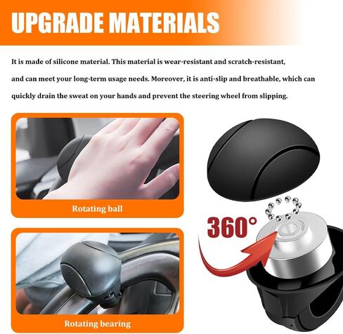 Steering Wheel Spinner, 360° Rotation Steering Wheel Spinner Knob, Non-Slip Silicone ABS Steering Wheel Knob with Metal Bearings, Car Power Handle Rotation Tractor Accessories for Cars, Trucks, Boats in Saudi Arabia