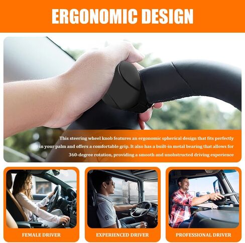 Steering Wheel Spinner, 360° Rotation Steering Wheel Spinner Knob, Non-Slip Silicone ABS Steering Wheel Knob with Metal Bearings, Car Power Handle Rotation Tractor Accessories for Cars, Trucks, Boats in Saudi Arabia