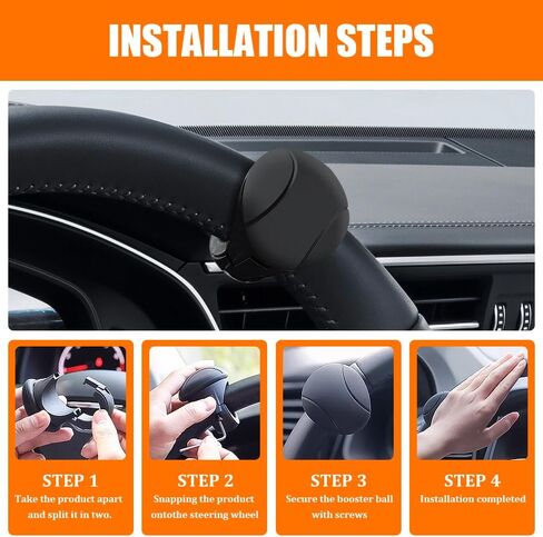 Steering Wheel Spinner, 360° Rotation Steering Wheel Spinner Knob, Non-Slip Silicone ABS Steering Wheel Knob with Metal Bearings, Car Power Handle Rotation Tractor Accessories for Cars, Trucks, Boats in Saudi Arabia