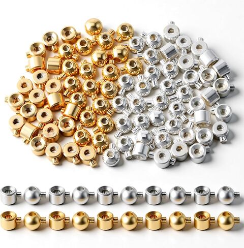80 Pcs Stopper Crimp Beads for Bracelets Necklaces Locker Seperator Beads Round Crimp Bead Covers Positioning Spacer Bead for Gold Silver Earring Jewelry Charms Making Supplies Accessories in Saudi Arabia