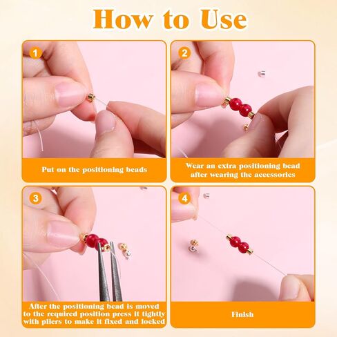 80 Pcs Stopper Crimp Beads for Bracelets Necklaces Locker Seperator Beads Round Crimp Bead Covers Positioning Spacer Bead for Gold Silver Earring Jewelry Charms Making Supplies Accessories in Saudi Arabia