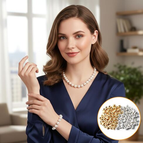 80 Pcs Stopper Crimp Beads for Bracelets Necklaces Locker Seperator Beads Round Crimp Bead Covers Positioning Spacer Bead for Gold Silver Earring Jewelry Charms Making Supplies Accessories in Saudi Arabia