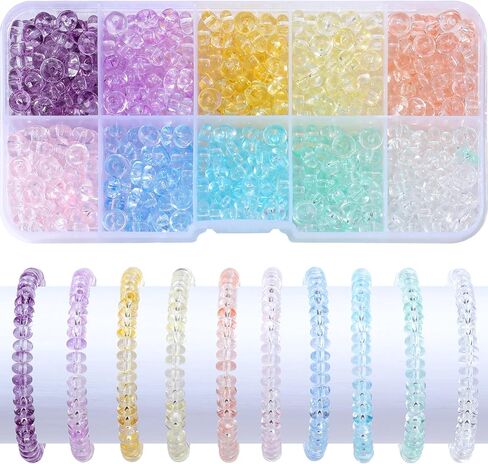 800Pcs Abacus Glass Beads for Woman Bracelet Crystal Glass Charm Rondelle Spacer Beads DIY Craft Jewelry Making 3x6mm (MCR) in Saudi Arabia