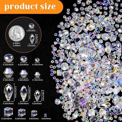CHRORINE 2000PCS Crystals Glass Beads for Jewelry Making 13 Styles Crystals Beads Jewelry Making Supplies for Hand Made Crafts Necklace Bracelets Earring Making Kit (White) in Saudi Arabia