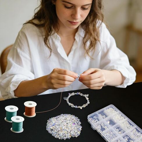 CHRORINE 2000PCS Crystals Glass Beads for Jewelry Making 13 Styles Crystals Beads Jewelry Making Supplies for Hand Made Crafts Necklace Bracelets Earring Making Kit (White) in Saudi Arabia