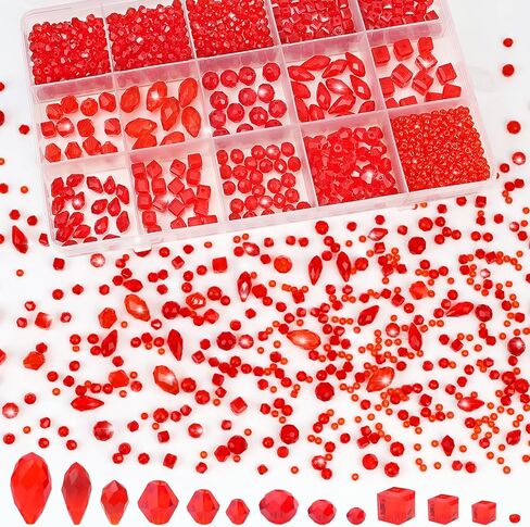 CHRORINE 2000PCS Crystals Glass Beads for Jewelry Making 13 Styles Crystals Beads Jewelry Making Supplies for Hand Made Crafts Necklace Bracelets Earring Making Kit (White) in Saudi Arabia