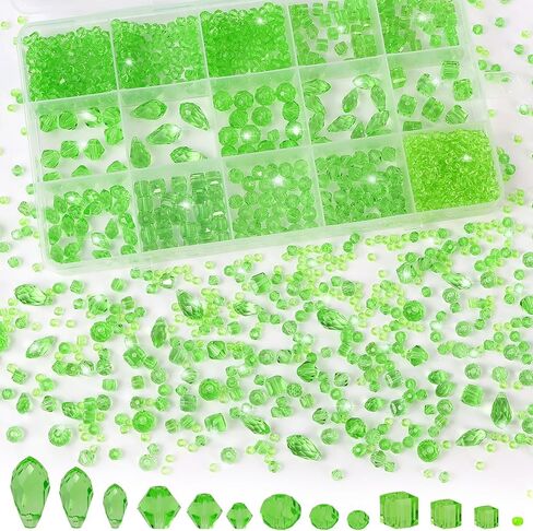 CHRORINE 2000PCS Crystals Glass Beads for Jewelry Making 13 Styles Crystals Beads Jewelry Making Supplies for Hand Made Crafts Necklace Bracelets Earring Making Kit (White) in Saudi Arabia