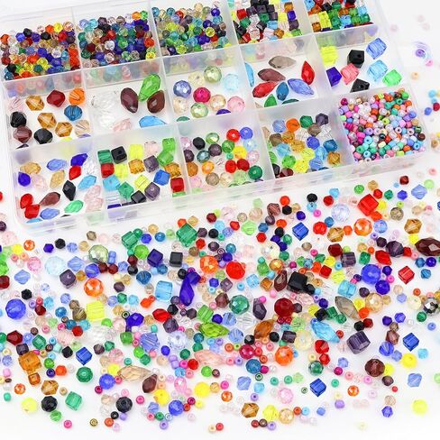 CHRORINE 2000PCS Crystals Glass Beads for Jewelry Making 13 Styles Crystals Beads Jewelry Making Supplies for Hand Made Crafts Necklace Bracelets Earring Making Kit (White) in Saudi Arabia