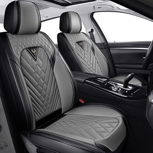 Car Seat Covers Full Set for Nissan Xterra 2000-2015, Anti-Slip Full Coverage Car Seat Covers, Waterproof Nappa Leather Car Seat Cover Sets(5 Seats/Gray Black) in Saudi Arabia