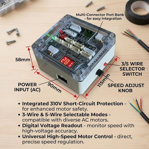 Universal ECM Motor Tester for HVAC – 3-Wire & 5-Wire DC Blower Motor Diagnostic Tool with Transparent Protective Case, Adjustable Speed & Frequency Display in Kuwait