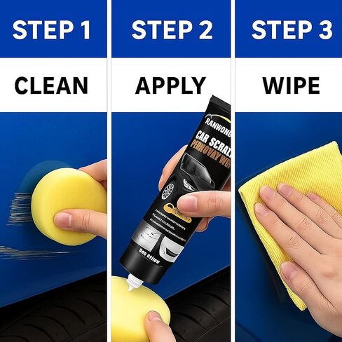 Car Scratch Removal Wax Kit - Polishing Cream with Towel & Sponge | Automotive Paint Scratch Remover & Swirl Repair | Restores Shine, Removes Marks, Protects Paint | Safe for All Car Colors in Kuwait