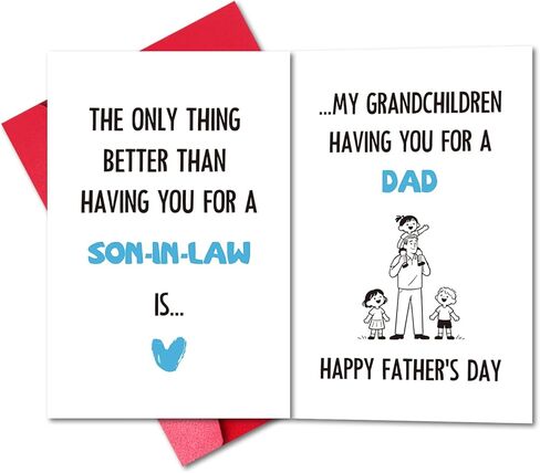 LYMEQING Heartfelt Double-Sided Father's Day Card for Son-in-Law from Parents in Law, Heartwarming Double-Sided Father's Day Card for Son in Law Dad in Saudi Arabia