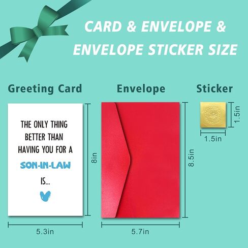 LYMEQING Heartfelt Double-Sided Father's Day Card for Son-in-Law from Parents in Law, Heartwarming Double-Sided Father's Day Card for Son in Law Dad in Saudi Arabia