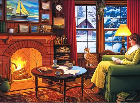 300 Piece Puzzles for Adult,Americana Cozy Interior Scene Puzzle for Adults Kids Seniors,Large Pieces Jigsaw Puzzle with Letters on Back,Interlock Perfectly No Dust,Challenging Family Games,20.5x15 in in Saudi Arabia