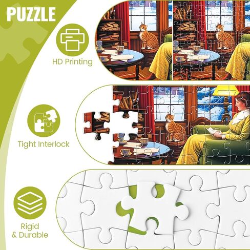 300 Piece Puzzles for Adult,Americana Cozy Interior Scene Puzzle for Adults Kids Seniors,Large Pieces Jigsaw Puzzle with Letters on Back,Interlock Perfectly No Dust,Challenging Family Games,20.5x15 in in Saudi Arabia