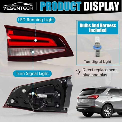 Inner Tail Light Assembly for Chevrolet Equinox 2022-2024, LED Rear Brake Turn Signal Inner Tail Lamp Taillight Assembly for Chevy Chevrolet Equinox 2022 2023 2024 Replacement, Driver Side in Saudi Arabia