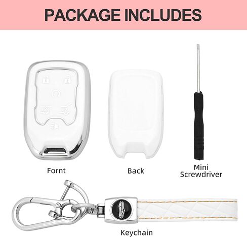 GripKeyShell Key Fob Cover with Keychain, Compatible with GMC & Chevy Silverado Tahoe Sierra 6‑Button Key Shell in Kuwait