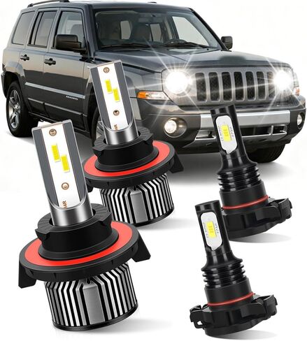 For Jeep Patriot 2010 2011 2012 2013 2014 2015 2016 2017 Light Bulbs,9008/H13 High/Low Beams+ h16/5202 Fog Lights Bright Front Lights,Plug And Play,Pack of 4 in Saudi Arabia