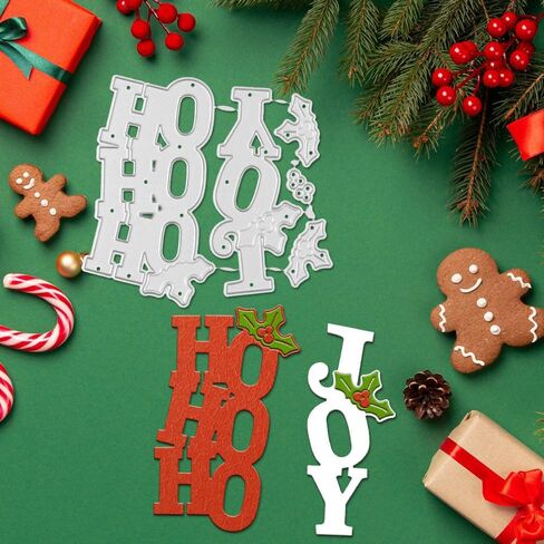 عيد الميلاد يترك الكلمات HO HO HO Joy Die Cuts DIY الخياطة قطع معدنية يموت لصناعة البطاقات اليدوية الإستنسل المهرجانات سكرابوكينغ ألبوم ورقة كرافت قالب in Kuwait