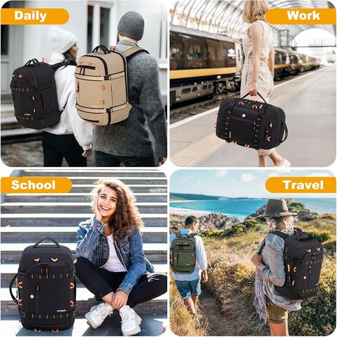 40L Carry On Travel Backpack & Business Work Bag, with Wet Dry Compartment, TSA Approved Laptop Daypack Fits 17.3", Large Rucksack Duffel Bag for Work Travel, for Men Women (Black) in Kuwait