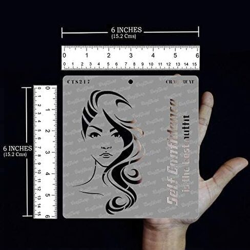 CrafTreat Reusable Woman Stencils for Painting on Wood, Canvas, Paper, Fabric, Floor, Wall and Tile - Confident Woman - 6x6 Inches - DIY Art and Craft Stencils for Home Decor - Women Face Stencil in Kuwait