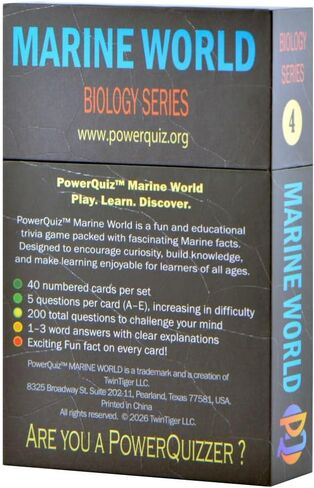 Marine World: 40 Trivia Cards, 5 Q&A per Card with Increasing Difficulty Levels, Explanations & Fun Facts, Perfect for Teaching, Parties & Game Nights, Microlearning. in Kuwait