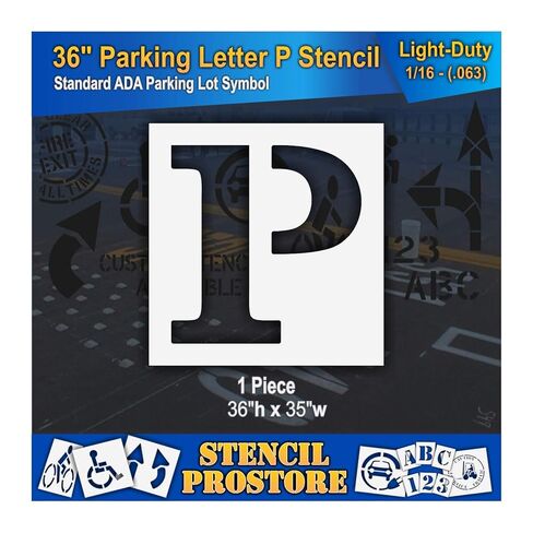 Pavement Stencils - 36 in - Letter 'P' Parking Symbol Stencil - 36'' x 34'' x 1/16" (63 mil) - Light-Duty in Saudi Arabia