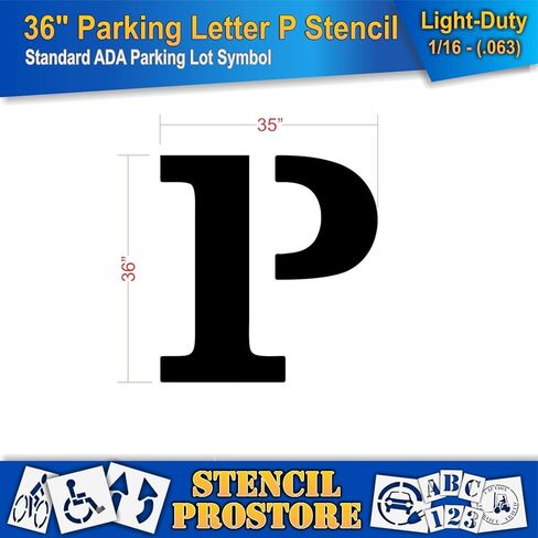 Pavement Stencils - 36 in - Letter 'P' Parking Symbol Stencil - 36'' x 34'' x 1/16" (63 mil) - Light-Duty in Saudi Arabia