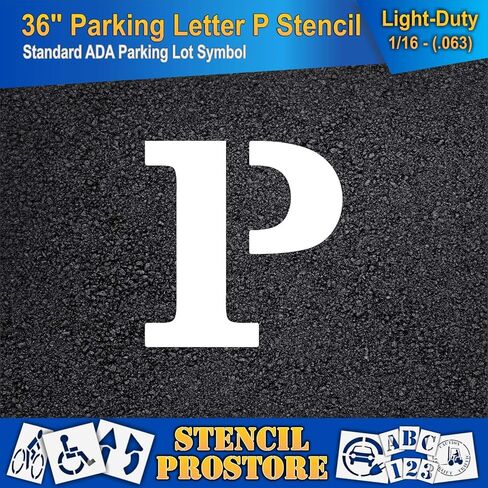Pavement Stencils - 36 in - Letter 'P' Parking Symbol Stencil - 36'' x 34'' x 1/16" (63 mil) - Light-Duty in Saudi Arabia