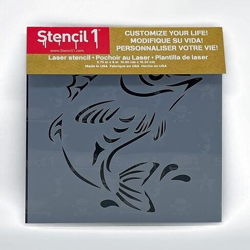 Stencil1 Bass Fish Stencil 5.75" x 6" - Durable Quality Reusable Stencils for Painting - Create Stencil Crafts and Decor - Decor on Walls Fabric & Furniture Recyclable Art Craft - 5.75" x 6" in Kuwait