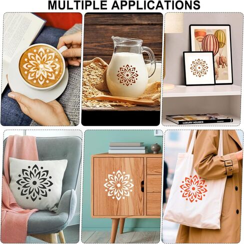 MWOOT 7 Pieces Mandala Stencil, 7 Sizes Flower Stencils Templates for Painting on Wood Tile Canvas, Wall Stencils for Crafts Reusable, Floral Stencil for DIY Crafts and Scrapbook Decor 3-7.8" in Kuwait