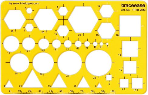 Traceease Trace Simple Trace Stable, Geometric Hexagon, Circle, Square, Triangle Drawing Symbols, Tools for Kids Rectangle Plastic Ruler, Arts and Crafts Designs Ruler 13.9 cmx 8.8 cm in Saudi Arabia