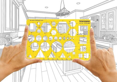 Traceease Trace Simple Trace Stable, Geometric Hexagon, Circle, Square, Triangle Drawing Symbols, Tools for Kids Rectangle Plastic Ruler, Arts and Crafts Designs Ruler 13.9 cmx 8.8 cm in Saudi Arabia
