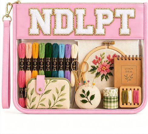 Sokfone Needlepoint Project Bag Embroidery Storage Organizer, Portable Sewing Project Bag for Quilting Crochet Knitting Supplies for Needlepoint, Thread, Fabric & Craft Accessories(Green) in Kuwait