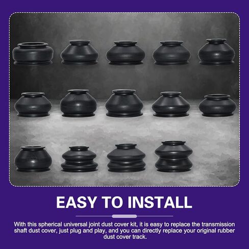 14 PCS Car Tie Rod Boots, Rubber Water-proof Protective Cover, Tie Rod Ends and Ball Socket Joints Dust Cover, Universal Seal Connection Kit for Car Suspension Steering Systems (Black) in Saudi Arabia